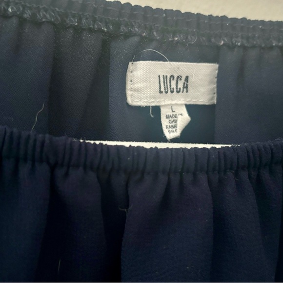 Lucca Navy Off-the-shoulder Crop Top. - Picture 3 of 3